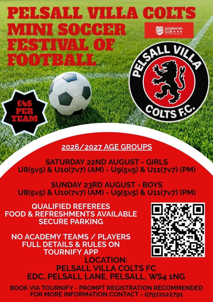 Pelsall Villa Colts Mini Soccer Tournament flyer