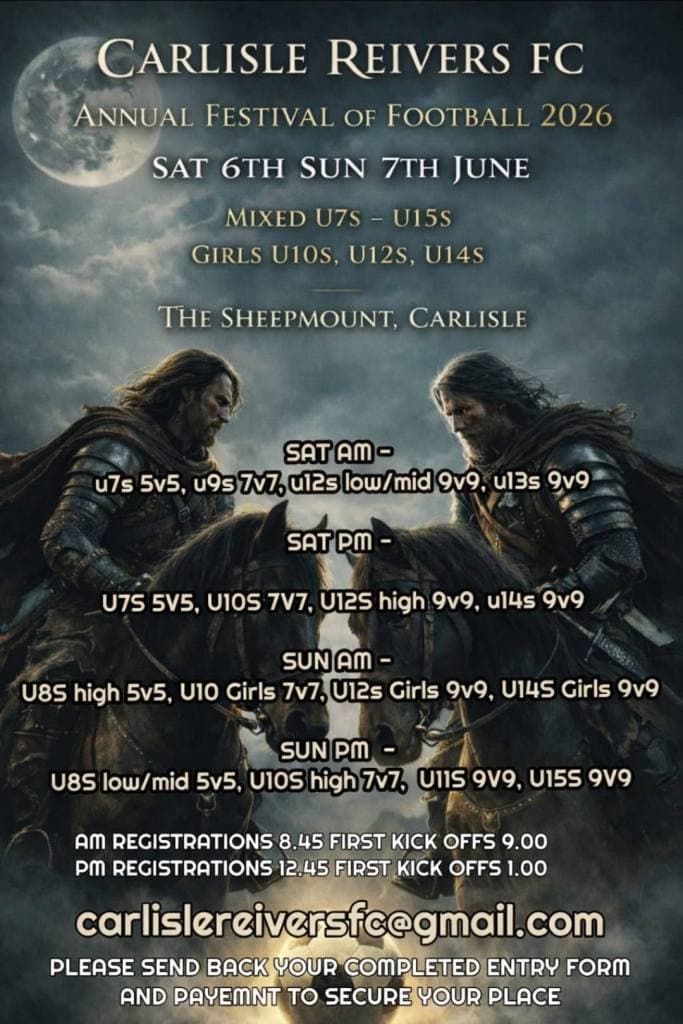Carlisle Reivers FC Festival of Football flyer