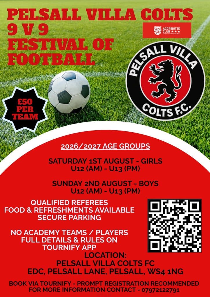Pelsall Villa Colts 9v9 Tournament - GIRLS ONLY flyer