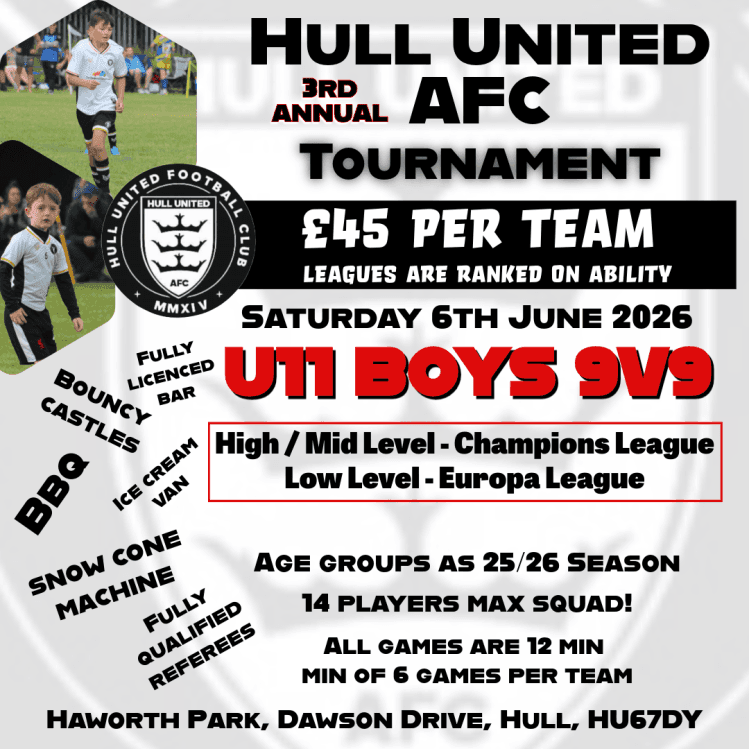 Hull United AFC - U11 Boys Tournament flyer