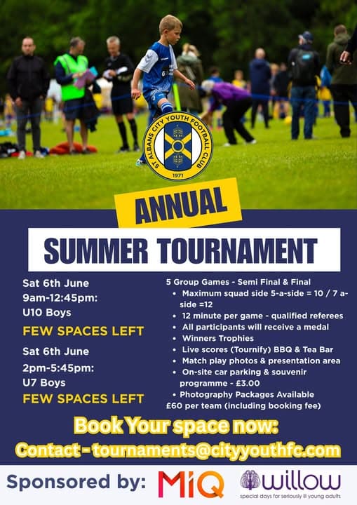 St Albans City Youth Summer Tournament flyer