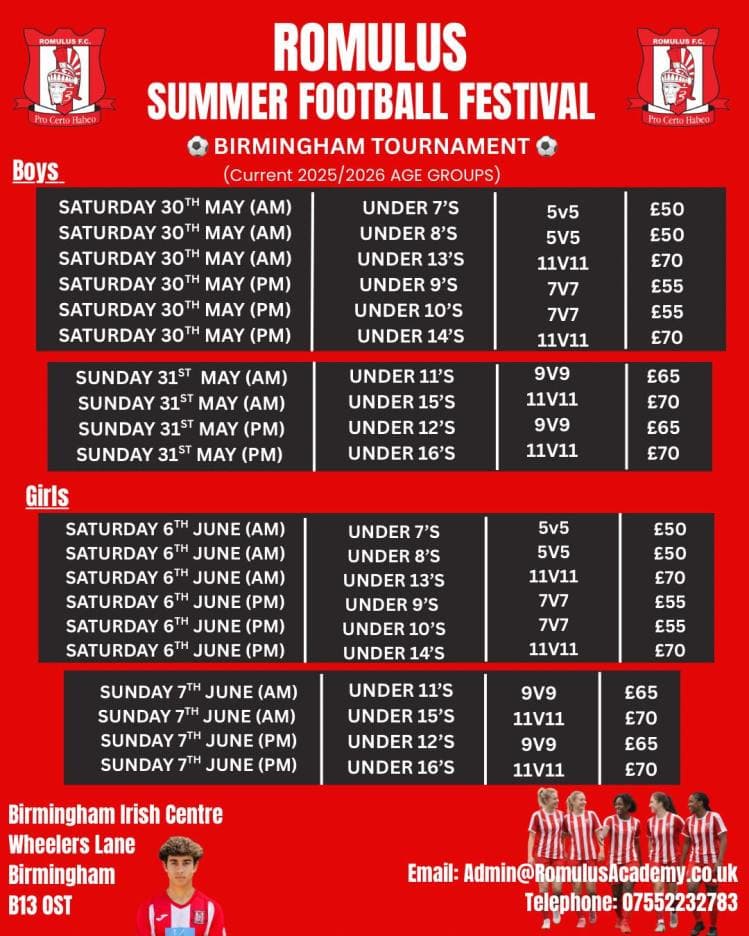 Romulus Summer Football Festival - GIRLS ONLY flyer
