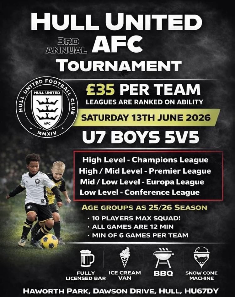 Hull United AFC U7 Boys Tournament flyer