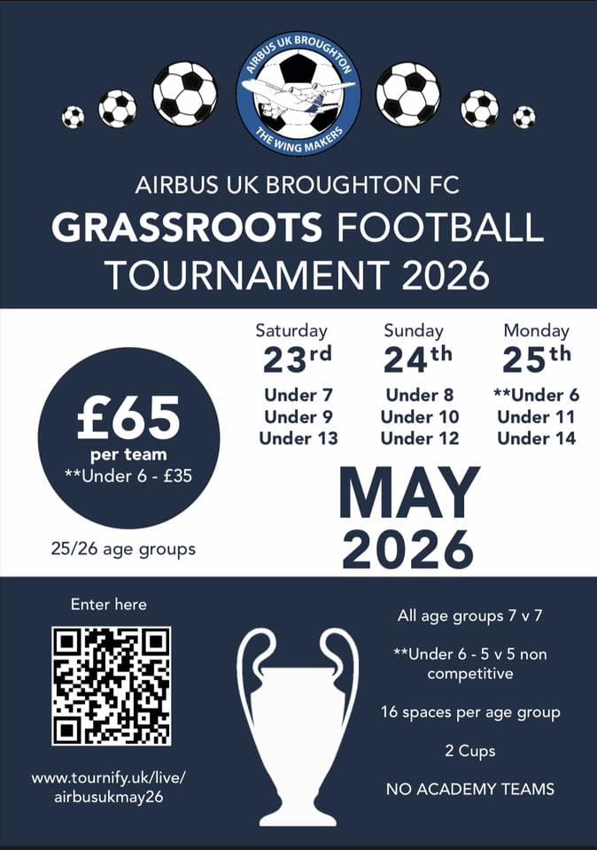 Airbus UK Broughton Grassroots Tournament flyer
