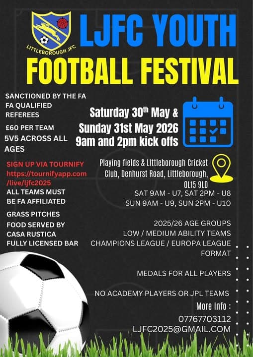 Littleborough Juniors Football Club Youth Football Festival flyer