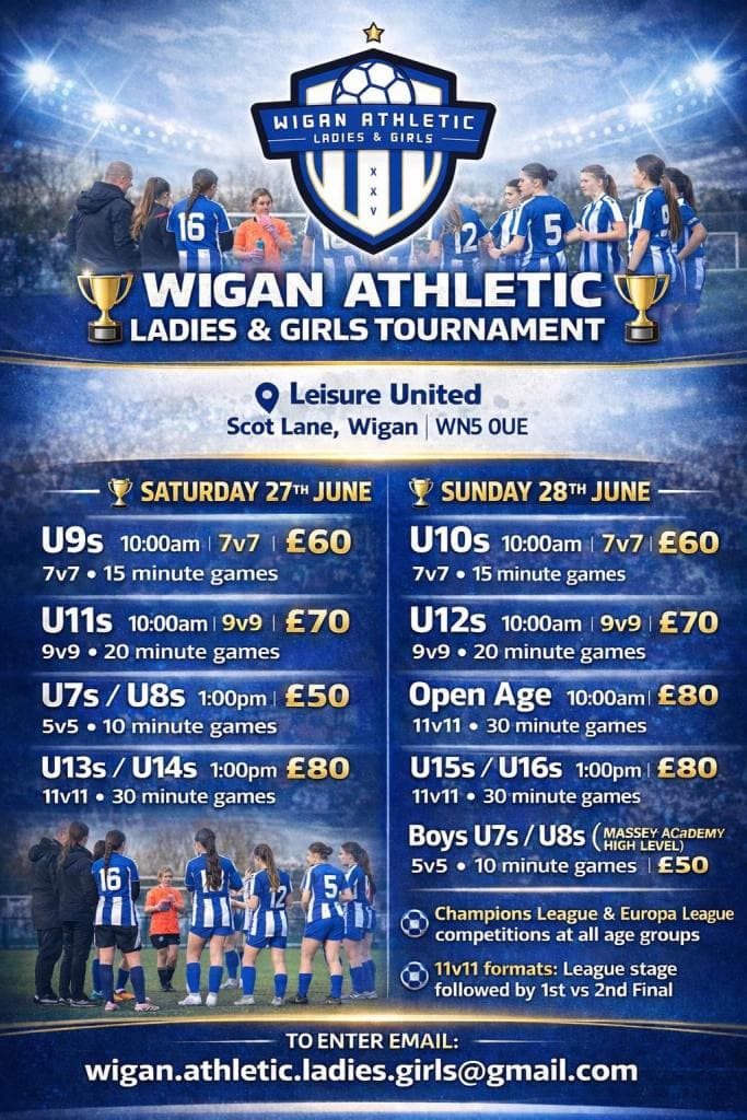 Wigan Athletic Ladies and Girls Tournament - GIRLS ONLY flyer