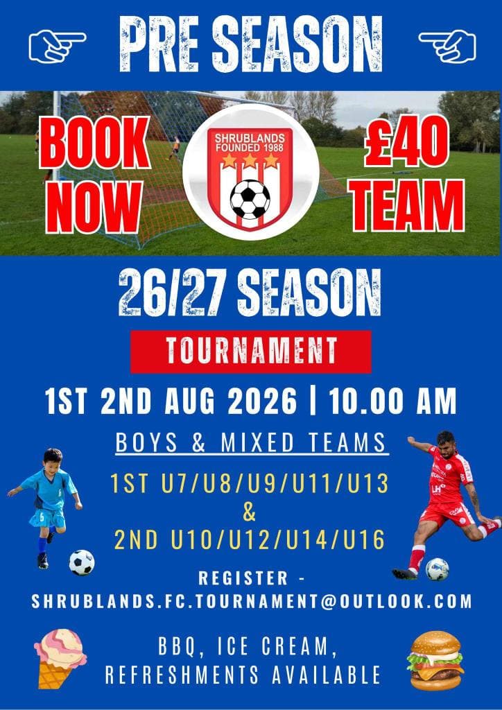 Shrublands FC Tournament flyer