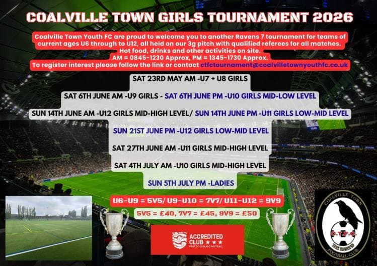 Coalville Town Youth FC Tournament - GIRLS ONLY flyer