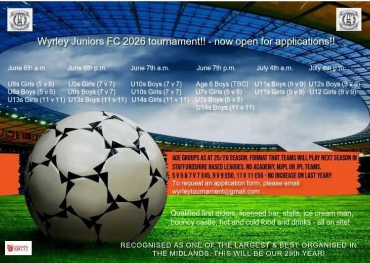 Wyrley Juniors FC Tournament flyer