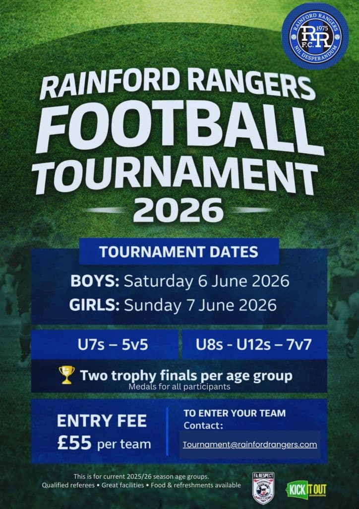 Rainford Rangers Football Tournament flyer