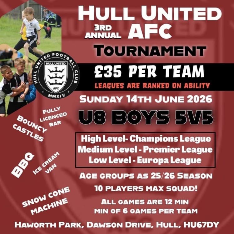 Hull United AFC - U8 Boys Tournament flyer