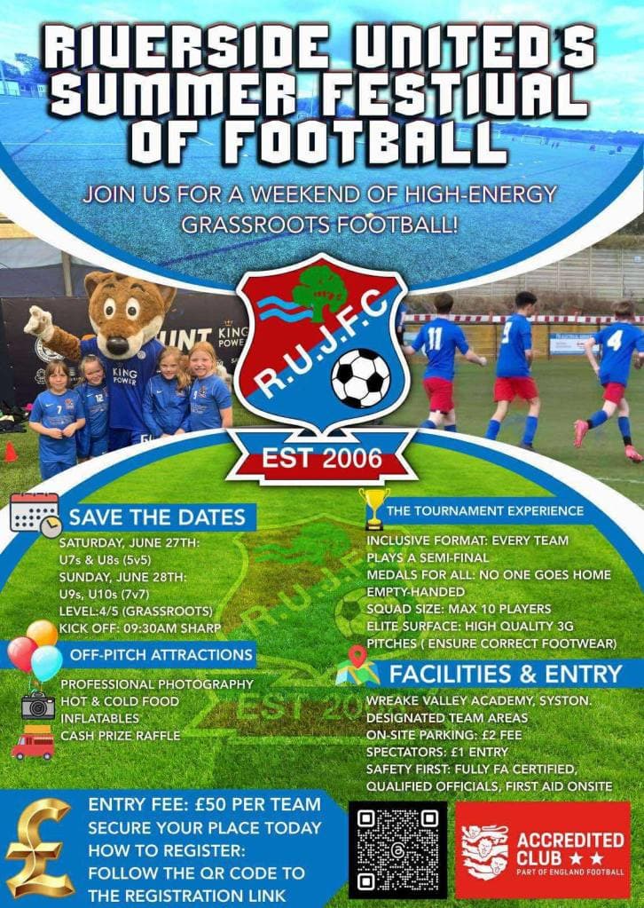 Riverside United's Summer Festival of Football flyer