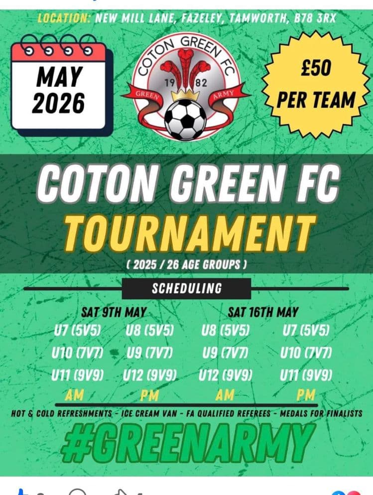 Coton Green FC Tournament flyer