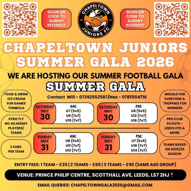 Chapeltown Juniors Summer Gala flyer