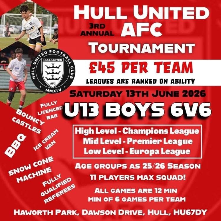 Hull United AFC - U13 Boys Tournament flyer