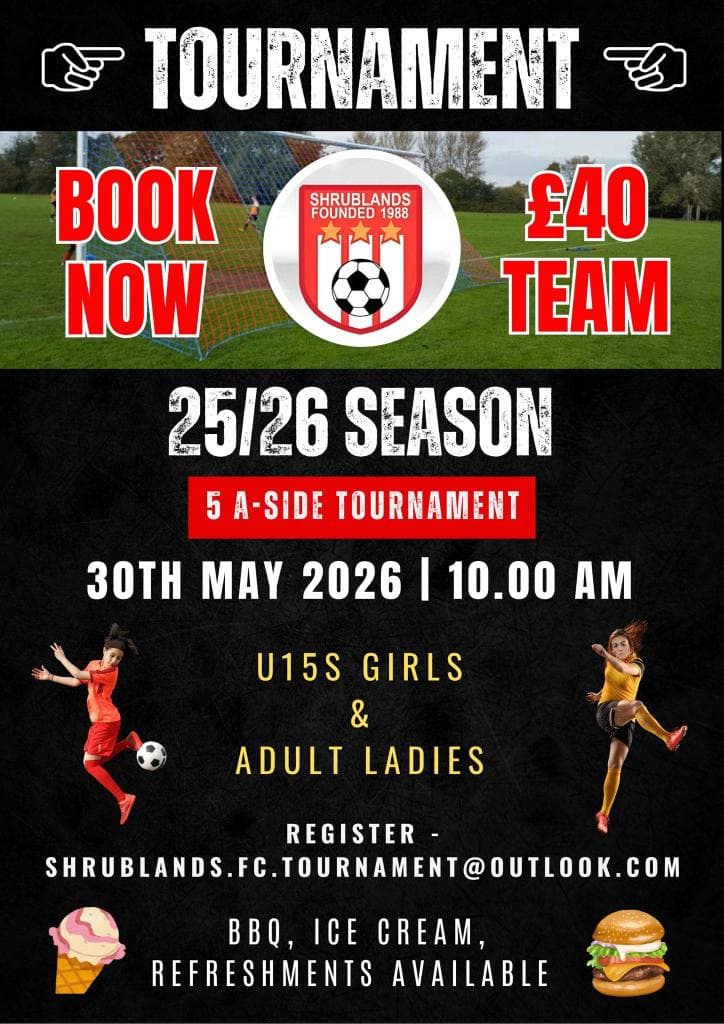 Shrublands FC Tournament - GIRLS ONLY flyer