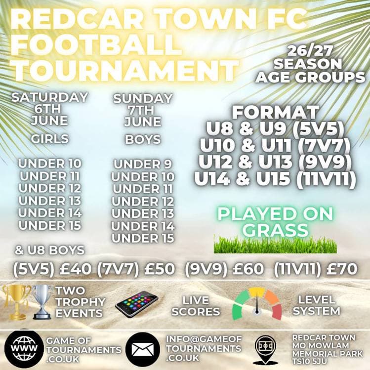 Game of Tournaments - Redcar Town Football Tournament - GIRLS ONLY flyer
