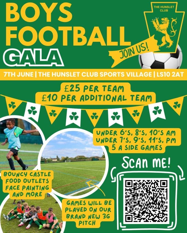 The Hunslet Club Boys Football Gala flyer