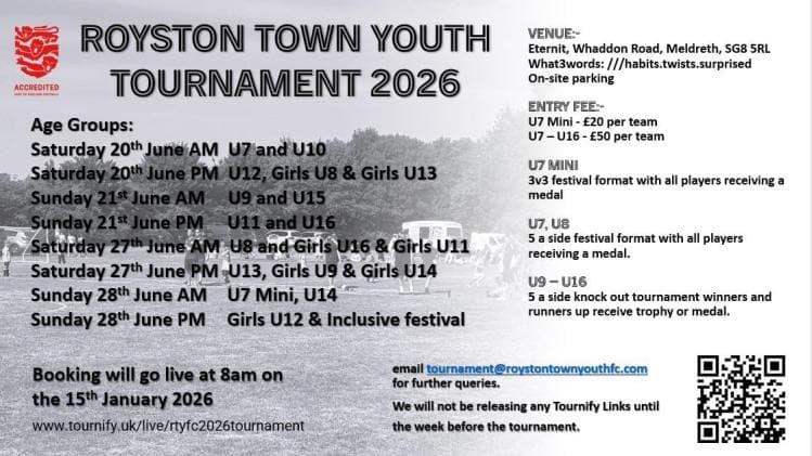 Royston Town Youth Tournament flyer