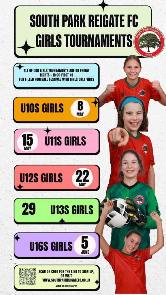 South Park Reigate FC 2026 Youth Football Tournament - GIRLS ONLY flyer