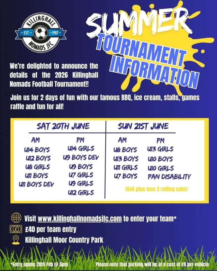 Killinghall Nomads Summer Football Tournament flyer