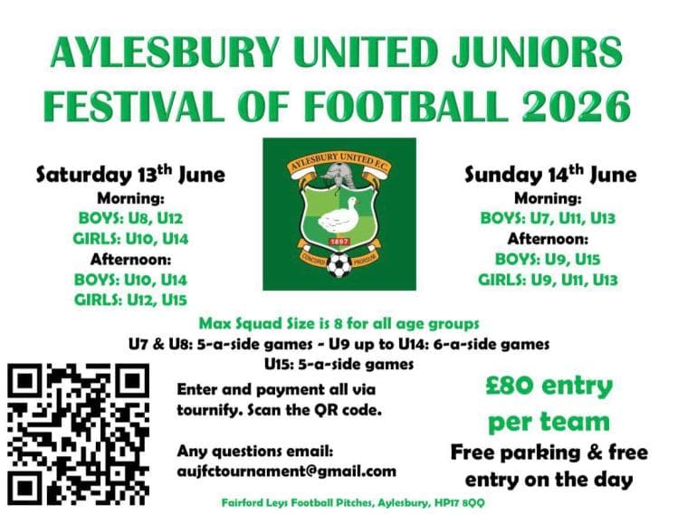 Aylesbury United Juniors Tournament flyer