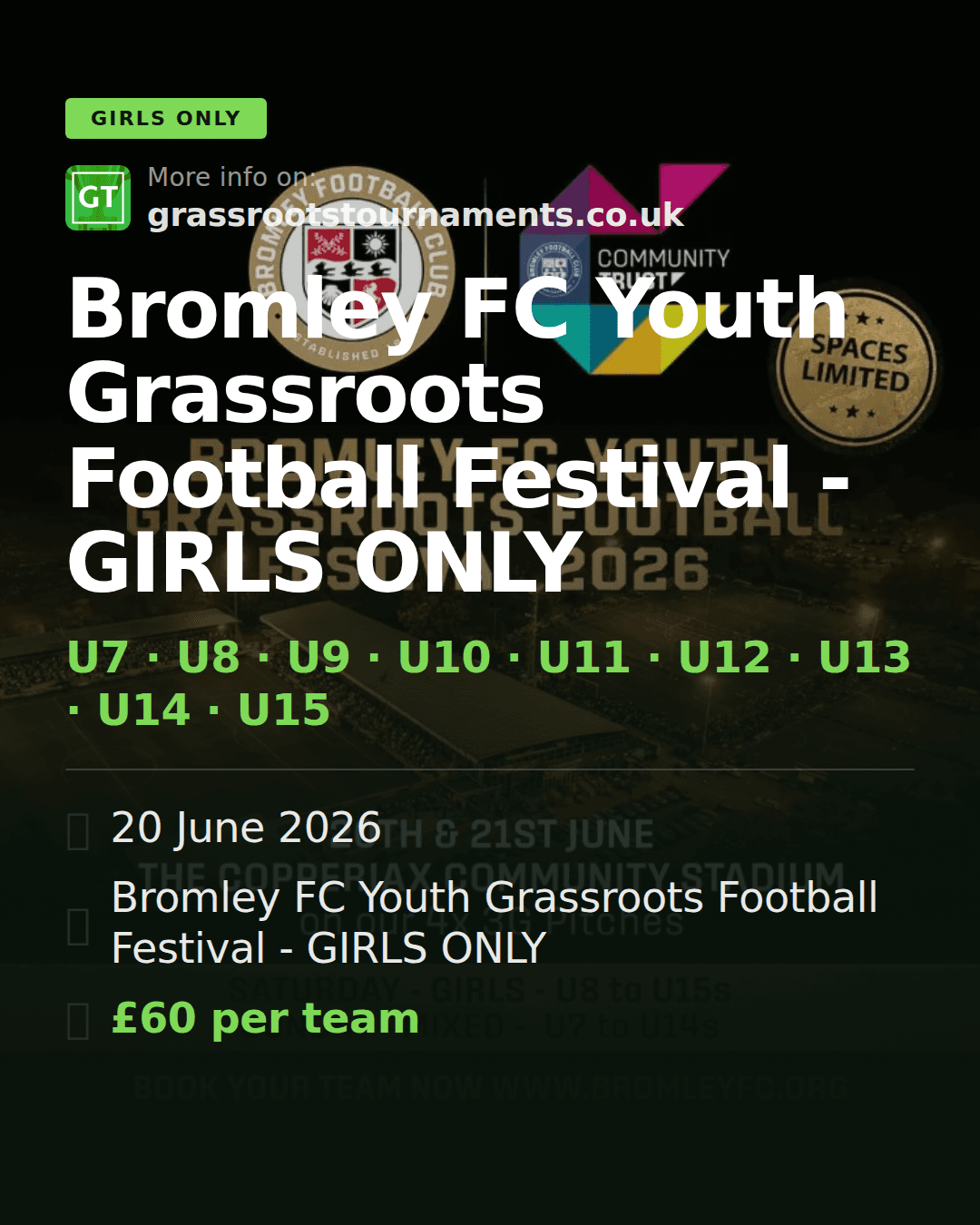 Bromley FC Youth Grassroots Football Festival - GIRLS ONLY — social preview